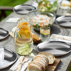 Stainless Steel Plates 2 Set Metal Dinner Dishes 10 Inch Reusable Dinner Plates Great for Picnic,Outdoor Camping,BBQ plate,Steak plate,Shatterproof Dishwasher Safe - size: Silver 10 Inch
