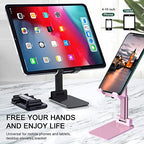 Meetuo 2 Pcs Cell Phone Stand, Adjustable Angle Height Phone Stand for Desk, Foldable Portable Phone Holder for iPhone 14/13/12/Smartphones - color: Pink+Black