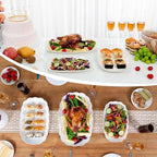 Kassel Ceramic Serving Platter Set | 16”/14”/12” Oval Serving Trays for Entertaining at Parties and Weddings | Oven Safe Extra Large Serving Trays for Tacos, Steak, and Cake - size: Large Oval {16”/14”/12”}