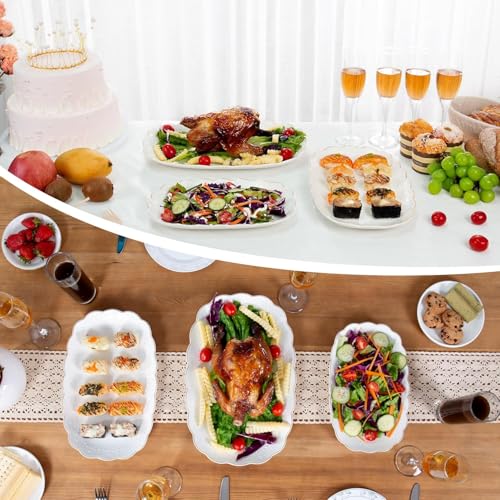 Kassel Ceramic Serving Platter Set | 16”/14”/12” Oval Serving Trays for Entertaining at Parties and Weddings | Oven Safe Extra Large Serving Trays for Tacos, Steak, and Cake - size: Large Oval {16”/14”/12”}
