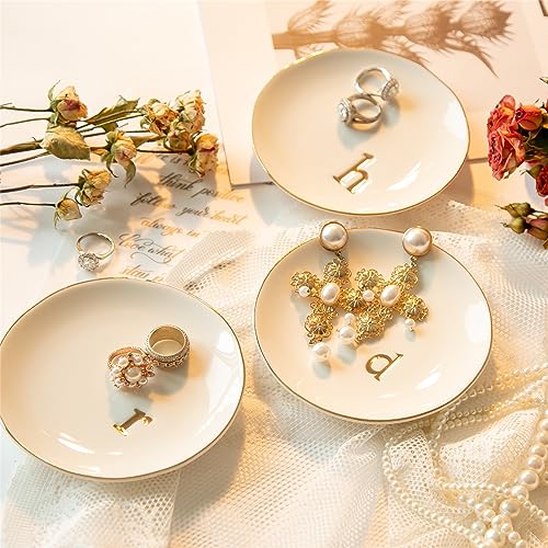 Ceramic Ring Holder for Jewelry, Jewelry Tray, Ring Dish, Aesthetic Room Decor, Engagement Gifts Bride Gifts Wedding Gifts for Women, White, 4.75"(N) - color: N