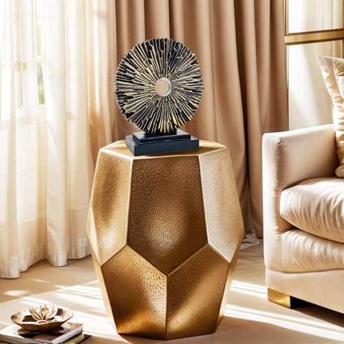 aboxoo Abstract Staute,Modern Decorative Home Decor,Office Desk Sculpture for Men,Creative Round Line Ornament for Bookshelf,Bedroom,Desktop,Dining Table(Copper Black)