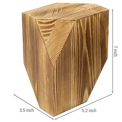 MyGift Brass Wood Decorative Bookends Triangular Design, Office Desk Wooden Book Ends, Book Stand for Shelves with Tone Ring Accent - color: Brown