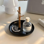Shinpuru Key Tray & Key Bowl, Jewelry Tray with Wood 3-Tier Hanging Organizer - Multi-Functional Entryway Tray, Perfect for Bowl, Valet, Ring Holder, Jewelry Dish Organize (Black Round) - color: Black Round