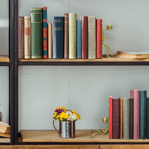 Ottimo Heavy Duty Metal Unique Office Desk Bookends for use as Bookshelf Decor, Home, Office or Kitchen Shelves. Unique, Cute and Decorative Book Stopper to Hold Books, Great Gift Idea (Gold) - color: Gold