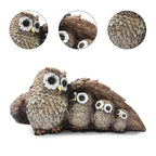 Cute Brown Family of Four owl Figurines Home Décor Sculpture with Three Baby Owls Décor for Shelf Gifts Decoration for Birds Lovers Home,Office, Bookself