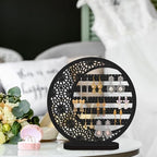 Kathfly Large Boho Moon Wooden Earring Display Organizer Stand Gift 10 Inch Floral Goth Earrings Stud Jewelry Holder Dangle Hanging Holder Gift for Women(Black) - color: Black