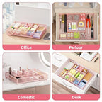 Marbrasse Expandable Desk Drawer Organizer, Mesh Tray with 10 Adjustable Compartments, Desk Organizers for Office Supplies, Makeup & Vanity (Expandable-Pink) - color: Expandable-Pink