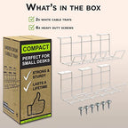 Compact Under Desk Cable Tray Organizer – Wire Management Set, White (2-Pack, 12") - color: White, size: 12in (2-Pack)