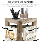 Wood Rotating Earring Display for Vendors, Wooden Jewelry Display for Vendors with 30 Removable Hooks 5 Tier Tabletop Necklace Display Stand Key Chain Display
