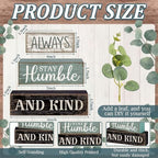Lineshading 4 Pcs Inspirational Farmhouse Table Decor Always Stay Humble and Kind Stacked Wooden Block Signs with Inspirational Quote Eucalyptus Leaves for Home, Living Room, Shelf Housewarming Gift - style: Always Stay Humble and Kind
