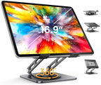 LOXP Adjustable Tablet Stand, 360 Rotating iPad Stand with Heavy-Duty Base, Tablet Holder Compatible with 4.0-16.9" Device, 2025 iPad Pro Air Mini, Kindle, Surface Tablet, Portable Monitors - Black
