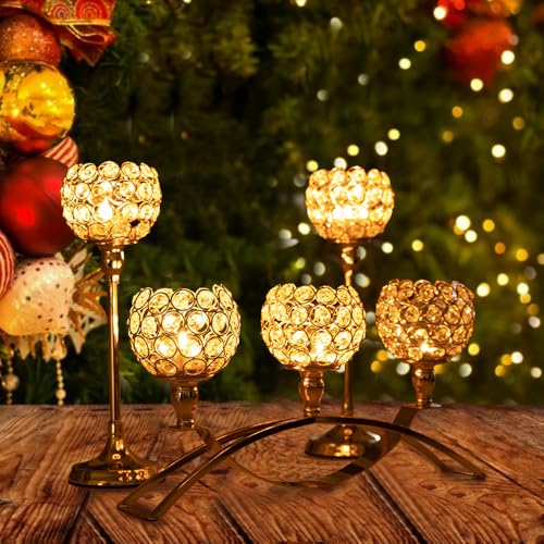 VINCIGANT Candle Stick Holder Decor Gold Candle Holders for Wedding,3-Candle Candelabras for Valentine's Day Party Dinning Room Table Centerpiece,Gift Boxed for Housewarming - size: 1 Piece 8.3" tall
