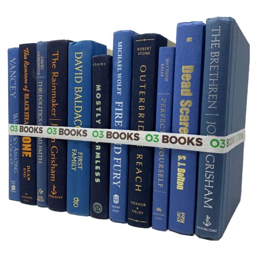 Curated Decorative Books Hardcover Décor Books for Home Décor, Choose Color, Interior Design, Office, Wedding Display, Instant Library, or Staging (One Foot, Blue) - color: Blue, size: One Foot