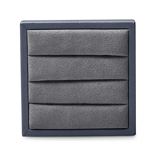 Oirlv Premium Leather Ring Display Stand Small Ring Tray Showcase Jewelry Display Home Organizer(Grey) - color: Grey