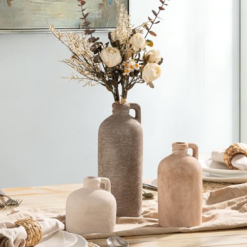 Ceramic Vase Home Table Decor - Flower Vase Set of 3 Living Room Kitchen Decorations Farmhouse Modern Rustic Vases Decorative Centerpiece for Shelf Bedroom Office Bathroom Dining Coffee Desk - color: 08-classic