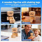 Shaking Wooden Man Figurine - 12PCS Magnetic Changeable Faces, Handmade Spring Legs Wobbly Doll for Car Dashboard & Office Desk Decor, Funny Kinetic Desktop Ornament Creative Gift