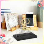 10 Years Work Anniversary Desk Decor Gifts for Employee, 10th Grade Promotion Gifts for Coworker,Modern Transparent Acrylic Desk Plaque with Inspirational Quotes, 10 x 10 x 1.5 cm,XXY108 - style: 10 Years Work Anniversar