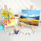 ESRICH 6 PCS 16 Inch Wood Easels, Tabletop Easel for Painting,Painting Party, Displaying Canvases, Kids Student Table School Desktop, Portable Canvas Photo Picture Sign Holder - style: 16"-6P