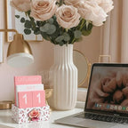 AceOrbit Pink Rose Wood Block Perpetual Calendar Coquettish Desk Decor Cute Month Week Date Display Decorative Block Calendar for Women Office Home Desk Gift for Women - style: Pink Roses