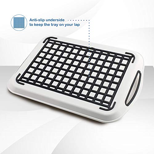 Food Trays for Eating on Couch - 2 Pack - Non Slip Dinner Trays for Eating Set of 2 Non Slip Serving Tray and Food Tray with Handles (Black & White) - color: Black and White - 2 Pack