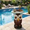 Artistic 3D Owl Sculpture End Table with Faux Marble Top,from Odorless Resin, Multi-Functional Accent Table for Living Room, Entryway, Stable Scratch-Resistant Design, No-Tool Assembly - color: Red Owl