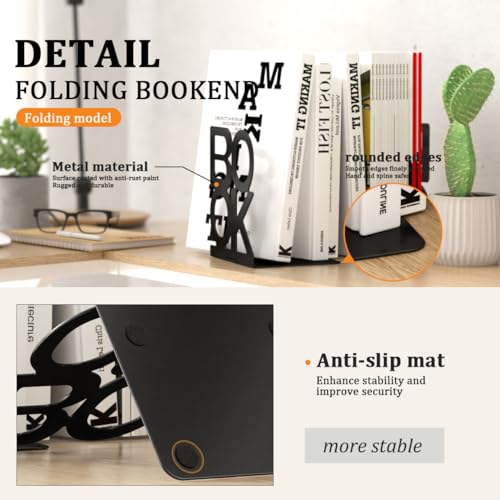 Book Ends,4 Pair Bookends Metal Bookend (Folding Book Ends 4 Pair) - size: Folding Book Ends 4 Pair