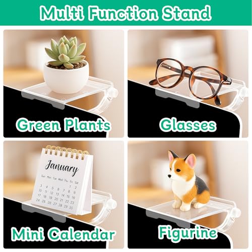 4PCs Acrylic Display Risers Stand Computer Monitor Clear Display Shelf Computer Screen Decor for Mini Figurine Home Office Desk Figures Organizer
