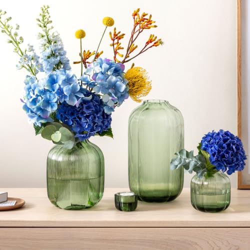 Villeroy & Boch Fleur Olive Vase, 7.5 in, Green, Dishwasher Safe, Mouth-Blown and Handmade Glass Vase