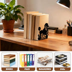 Peacoblue Metal Bookends for Shelves, Modern Decorative Heavy Duty Study Book Ends Stoppers for Office, Desk, Shelf, Room 5.3"x4.3"x6.5" Cast Iron Simple Tall Bookends 1 Pair (Poodle Dog and Flowers) - style: Poodle Dog and Flowers