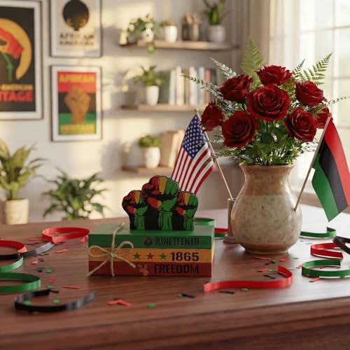 Smile Juneteenth Freedom 1865 Wooden Desktop Decor Set - African American Black Pride Table Signs - Home Office Shelf Accents - Black History Month Gifts for Men, Women - style: Juneteenth Truck
