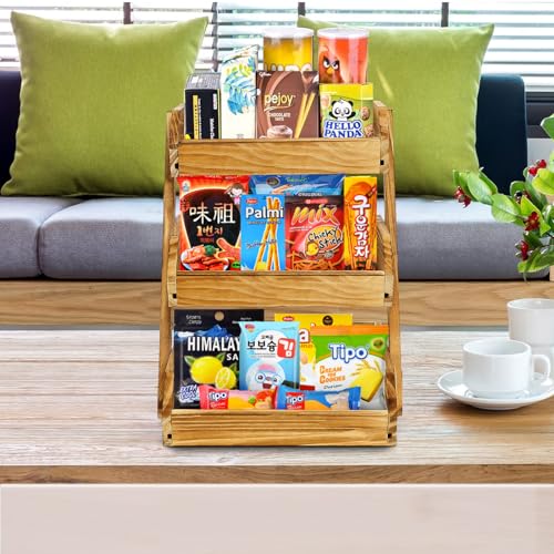 G.a HOMEFAVOR Wooden 3 Tier Fruit Basket, Brown, Pine Wood, Sturdy, Self-assembly - color: Pine Wood, size: 3-Tier