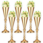 Potchen 6 Pcs Flower Trumpet Gold Vase Tabletop Centerpiece Gold Tall Flower Vases Bulk Wedding Table Decorative Centerpiece Table Decorations Arrangements for Floral Party Anniversary Birthday(L) - size: Large