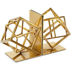 Juvale Gold Bookends - Heavy-Duty Metal Book Ends for Bookshelf Decor - Geometric Square Style for Decorative Books Display for Coffee Table & End Table Decor - 5 x 6 x 3 in, Pack of 2