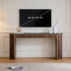 OKD Modern Fluted Console Table, 63" Long Narrow Entryway & Sofa Tables for Hallway, Tall Accent Table Behind Couch for Foyer Living Room, Dark Walnut - color: Dark Walnut