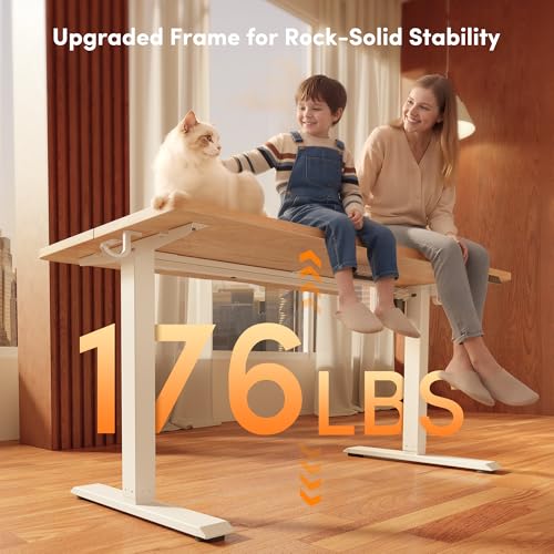 FEZIBO Electric Standing Desk, 55 × 28 Inches Height Adjustable, Sit and Stand Up, Home Office Computer Desk (Maple) - color: Maple, size: 55 x 28