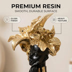 Lescafita African Woman Art Sculpture with Gold Floral Crown, Exquisite African Statue, Emotional Modern Home Art Gift for Various Settings Such as Home, Bookshelves, desks, or Offices(7.68 inch - color: 711-gold S