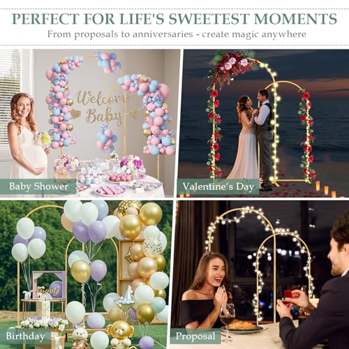WellSign Wedding Arch Backdrop Stand 7.2FT, 6FT Set of 2, Gold Metal Balloon Arch kit Stand for Gender Reveal Ceremony Engagement Anniversary Bridal Valentine Party Event Decoration - color: Gold, size: 7.2FT+6FT