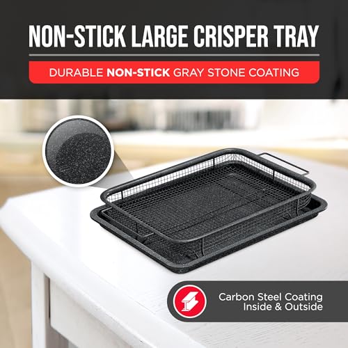 Bakken-Swiss Crisper Tray, Non-Stick Gray Marble | Healthier Cooking | For Regular Ovens | 2-Piece Set, Pack of 4 - color: Gray Marble, size: 9.5" x 13" (Pack of 4)