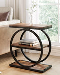 LITTLE TREE End Table, 3-Tier Side Table, Slim Sofa Side Table for Living Room, Tall Bedside Table Nightstand for Bedroom, Rustic Brown and Black - color: Rustic Brown