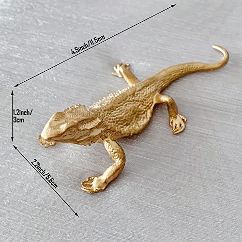 Gold Lizard Sculpture Solid Metal Ornament Mini Animal Figurine for Home Office Garden Desktop Decor (Lizard) - style: Lizard