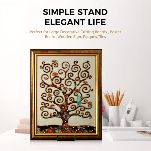 TR-LIFE 16 Inch Black Metal Plate Stand (3 Pack) - Heavy Duty Picture and Display Stand for Large Plates, Frames, Platters and Art - size: 16 Inch