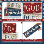 CroBlissful 4 Pcs 4th of July Decorations Patriotic Memorial Day Tabletop Decorations Red White Blue Table Centerpieces Sign for Office Tiered Tray Home Shelf 250th Anniversary(Star Independence Day) - style: Star Independence Day