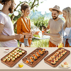 Acacia Wood Platters Small 12"x6" Long Charcuterie Board Rectangle Decorative Tray Wooden Serving Platter for Food Appetizer Cake Plates Kitchen Dish Cheese Boards Rectangular Snack Dessert Trays - size: 12" x 6" x 0.6"