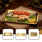 304 Stainless Steel Food Serving Tray, 12.6 Inch Rectangular Serving Tray Platters with Brushed Finish, Ideal for Kitchen Party Organizer Dining Buffet and Outdoor Events (Gold) - color: Gold 1 Pack