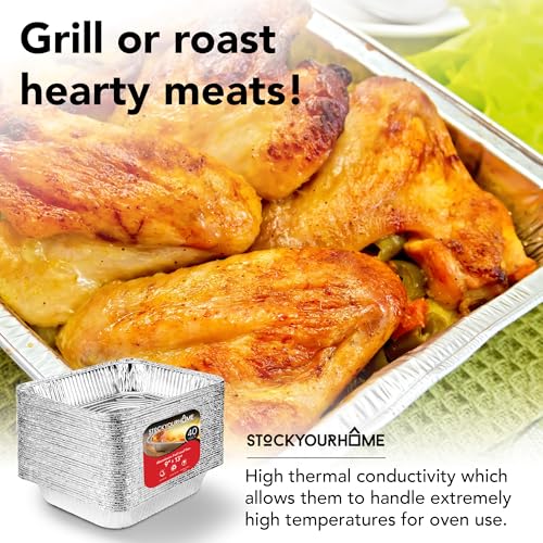 9x13 Aluminum Pans (40 Pack) - Disposable and Recyclable Foil Trays - Half Size Steam Table Deep Pans - Tin Foils for Cooking, Heating, Storing, Prepping Food, Stock Your Home - size: 40 Pack