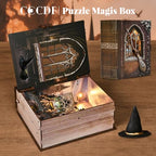 CCCDF Book Nook Kit, DIY Miniature Dollhouse Magic Book for Adults and Teens, 3D Wooden Puzzle Bookends with Sensor Led Light, Gifts for Family, Friends (Introduction to Magical Flight) - style: Introduction to Magical Flight