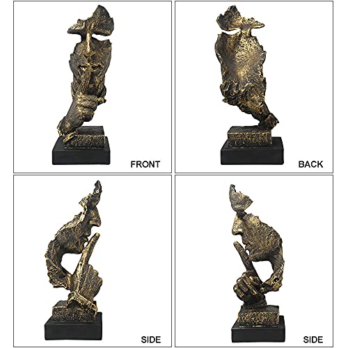 fazhongfa Thinker Statue - Silence is Gold Modern Decor Creative Abstract Art Figurine Resin Sculptures Decoration Room Home Study Office Figurines for Desktop Shelf Table Ornament (Bronze) - color: Bronze