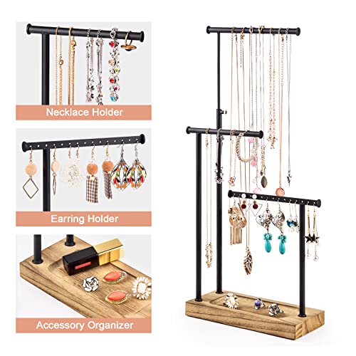 SRIWATANA Jewelry Organizer Stand, Extra Tall Necklace Holder Jewelry Holder, Gift Idea (Carbonized Black & Black) - color: carbonized black and black