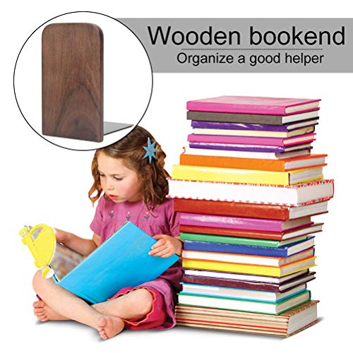 2 Pieces Walnut Wood Bookends，Walnut Wood Art Bookends Office Hand Crafted Walnut Wood Bookends for Home Office School Book Organizers (Walnut Square)